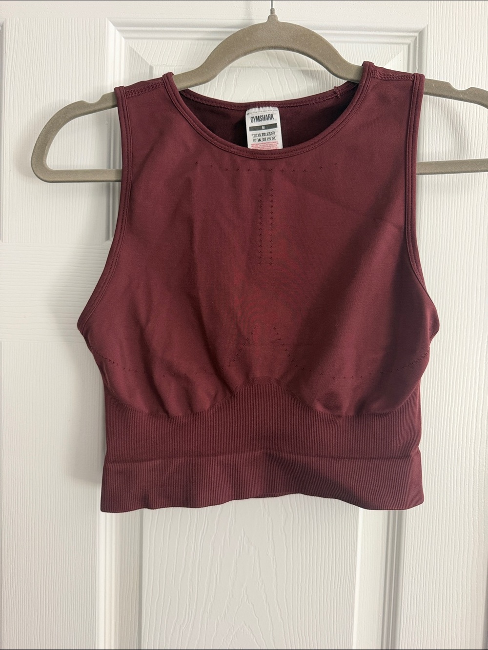 Gymshark Burgundy Seamless High-Neck Crop Top